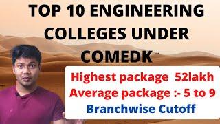 Top 10 Engineering colleges under comedk 2020  Branchwise Cutoff | Placement | Campus