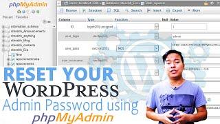 How to reset your Wordpress admin password via PHPmyAdmin?