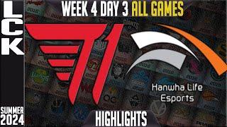 T1 vs HLE Highlights ALL GAMES | LCK Summer 2024 W4D3 | T1 vs Hanwha Life Esports Week 4 Day 3