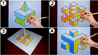 Graph Paper Art / Designs / illusions / Drawings for Beginners || Ashar 2M