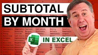 Excel Subtotal Mastery: Subtotal Daily Dates by Month in Excel - Episode 2169