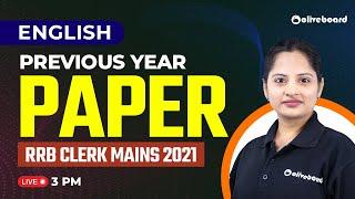 RRB Clerk Mains English Previous Year Question Paper 2021 | By Harshita Ma'am