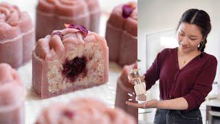 Pink Snow Skin Mooncakes (Raspberry & Rose Taro) | 玫瑰覆盆子冰皮月饼