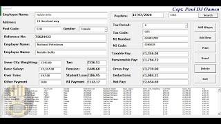 Overview of an Employee Payroll Data Entry UserForm Created with VBA in Excel