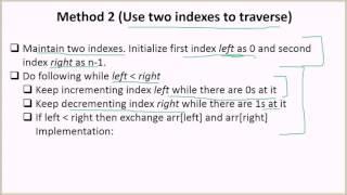 Segregate 0s and 1s in an array | GeeksforGeeks