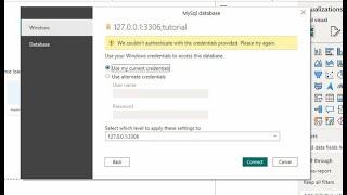 we couldn't authenticate with the credentials provided NSE |Connect and load mysql data in powerbi 6