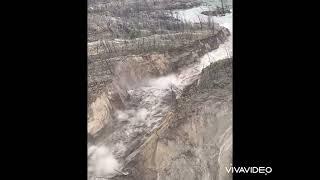 Aerial View of Chilcotin River Landslide Breach, River Now Flowing