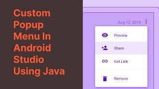 Custom Popup Menu || Android studio|| Popup Menu With Java || Filter Data Popup Menu