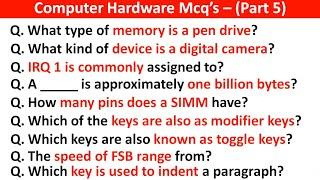 Hardware and Software Mcq's | Top 100 Computer Hardware Mcq's | Computer Mcq's Questions and Answers