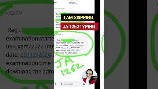 I am skipping UPSSSC JA 1262 Typing #support #shorts #ytshorts #short #youtubeshorts