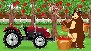 Farm Hard Work: Red Apple Harvest and Hard Work on the Farm - Manual Apple Picking | Farm Vehicles