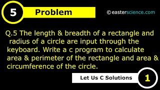 Area and Perimeter of Rectangle and Area and Circumference of Circle Using C Program |Easter Science