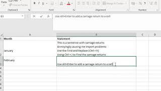 Inserting a Carriage Return in an Excel Cell