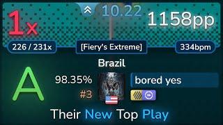 10.2⭐ bored yes | Apollo - Brazil [Fiery's Extreme] +HDDT 98.35% #3 | 1158pp 1 - osu!