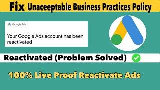 How to Fix Google Ads Account Suspension | Unacceptable Business Practice Policy Violation 2024