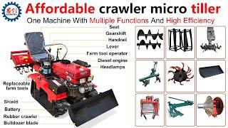 Diesel Power Mini Crawler Tractor Rotary Tiller Cultivator