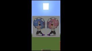 anime pixel art in minecraft Rem and Ram