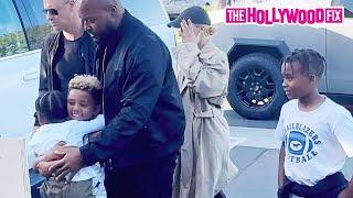 Kim Kardashian Is Not Happy With Her New Blonde Hair & Hides From Paparazzi With Saint In Cybertruck