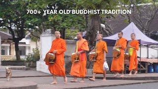 ALMS GIVING CEREMONY LAOS | Surreal experience & rude tourists