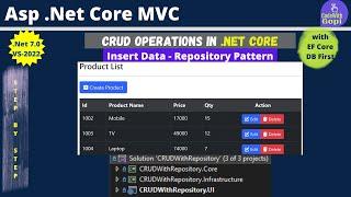 Creating a .NET Core Web Application with Repository Pattern for CRUD Operations | Insert Data
