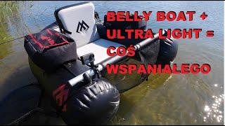 Belly boat Mikado prezentacja + pierwsze wodowanie z ultralight , okonie wzdręga piękny dzień .