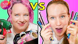 SCHOOL DIYs CHALLENGE | Eva vs. Kathi ️ 5 Minuten Bastelchallenge