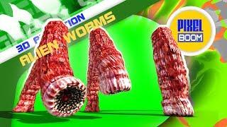 Green Screen Monstrous Alien Worms Attack - PixelBoom