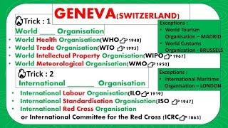 International organisations and their headquarters | Trick to remember 