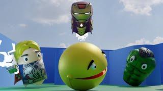 Gold Pacman 3D vs (Hulk and Thor & Iron man) Ghosts