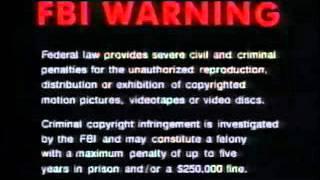 A lot of FBI Warning Screens