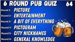 Virtual Pub Quiz 6 Rounds: Picture, Entertainment, City Nicknames Pictogram, GK No.64