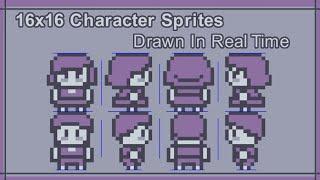 16x16 Character Sprites Drawn In Real Time - Pixel Art Tutorial And Process #pixelartist #art