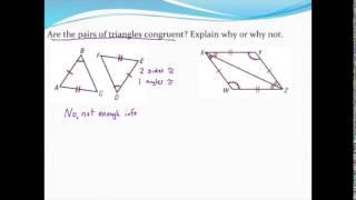 Determining if triangles are congruent by examining all six parts