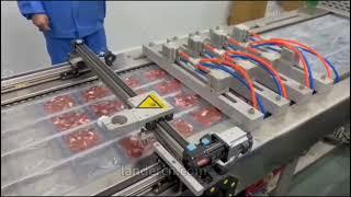 Meat thermoforming vacuum packaging machine factory test before delivery