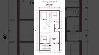 20×40 House Plan || 20×40 House Design || 22×40 Floor Plan || #floorplan #houseplan #shorts