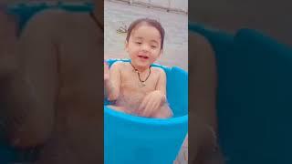 cute little baby bathing in tub | baby bath | baby playing in water | #reaction #songs #songstatus