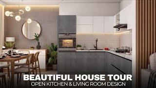 Beautiful House Tour: Open Kitchen & Living Room Design #housetour