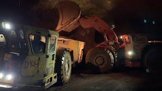 Sandvik LH517 Wheel Loader Loading Atlas Copco 436B Dumper On Underground Mines - Interkat SA