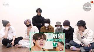 BTS REACTION TO V FUNNY MOMENT IN VLIVE