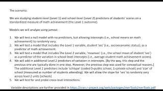 Learning two level multilevel regression: A jamovi-based approach (video 1)