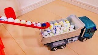 Marble Run Race ASMR  HABA Wave Slope, Jump Slope & Dump Truck