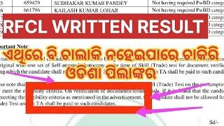 Rfcl written result published||rfcl cutoff mark @mission govt job