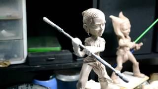 Rey and  Ahsoka Tano figures (polymer clay)