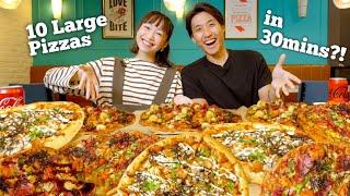 10 LARGE Domino Pizzas in 30 Minutes?! | New Ssamjeang Spicy Pizza Challenge at Domino's ft Megan!