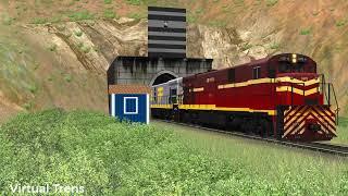 Open Rails- Trem da RFFSA saindo do Tunel dos Cabritos