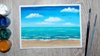 Как нарисовать море гуашью. Правополушарное рисование