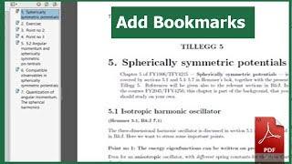 How to create and add bookmarks using adobe acrobat pro