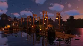 Minecraft - down by the river bank in the evening with music