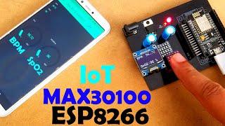 IoT Max30100 ESP8266 Nodemcu based Blood Oxygen & BPM Monitoring over WiFi using Blynk from anywhere