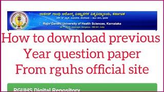 How to download question papers from RGUHS official website